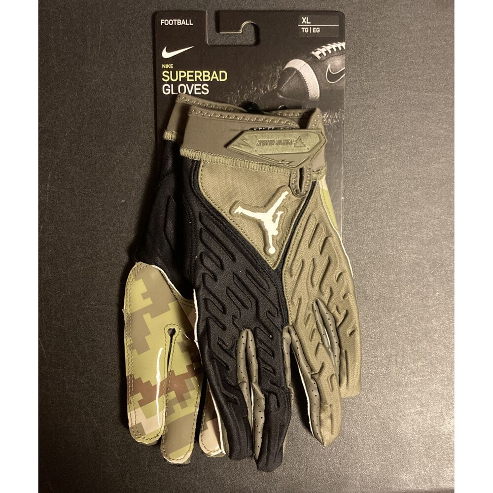 Nike Jordan Superbad Salute to Service Football Gloves DN0915-989 Green XL New